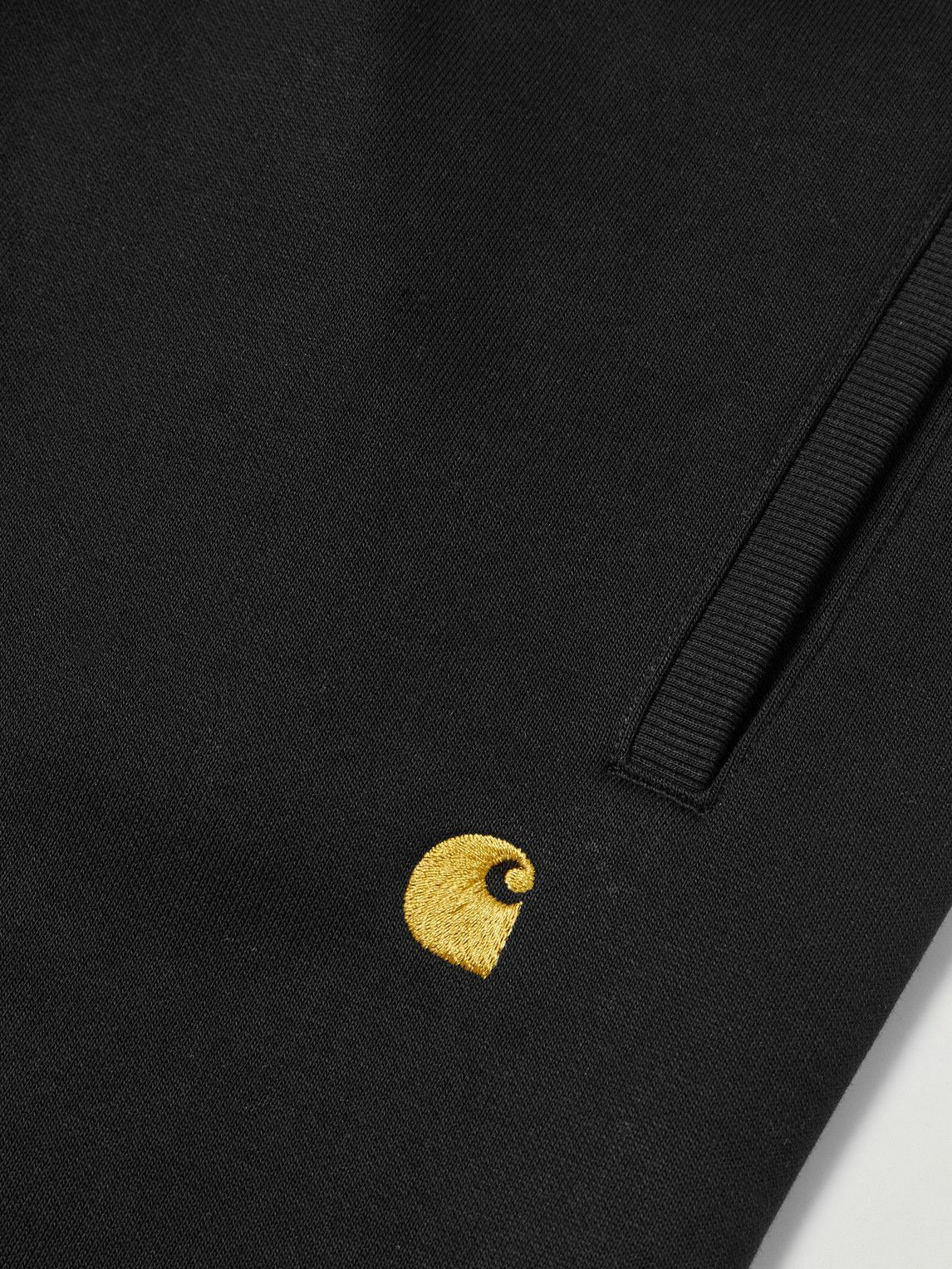 Carhartt WIP - Chase Tapered Logo-Embroidered Cotton-Blend Jersey Sweatpants - Black