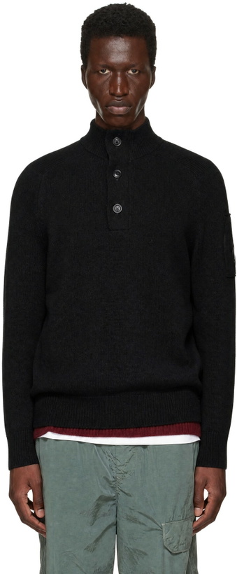 Photo: C.P. Company Black Lambswool GRS Half Button Sweater