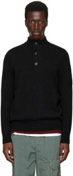 C.P. Company Black Lambswool GRS Half Button Sweater