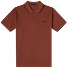 Fred Perry Men's Twin Tipped Polo Shirt - Made in England in Whisky Brown/Dark Varamel/Black