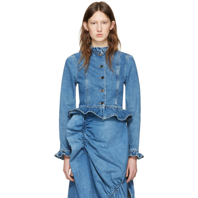 JW Anderson Blue Denim Ruffle Jacket