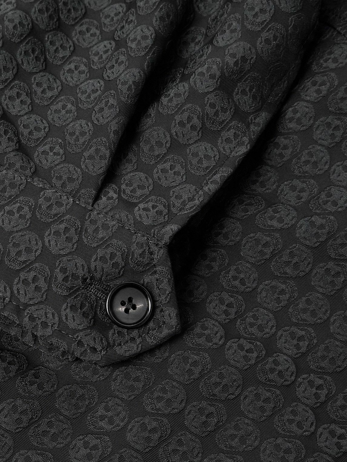 McQueen - Cropped Printed Twill Harrington Jacket - Black
