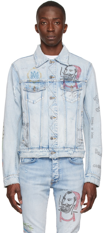 Photo: AMIRI Blue Zig Zag Trucker Jacket