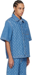 Marine Serre Blue Moon Laser Workwear Denim Shirt