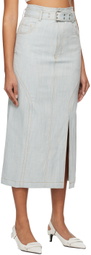 Elleme Blue Belted Denim Midi Skirt