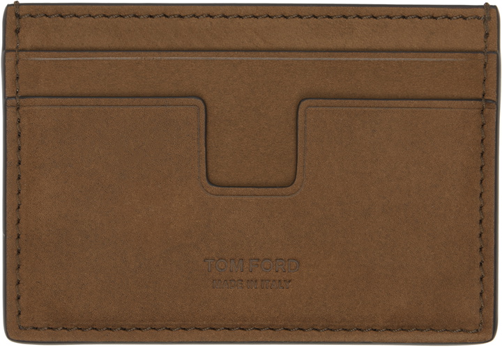 Photo: TOM FORD Brown Nubuck 'T Line' Classic Card Holder