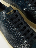 TOM FORD - Warwick Croc-Effect Leather Sneakers - Blue