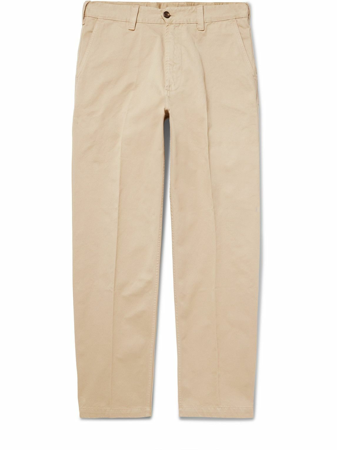 Drake's - Straight-Leg Peached Cotton-Twill Trousers - Neutrals