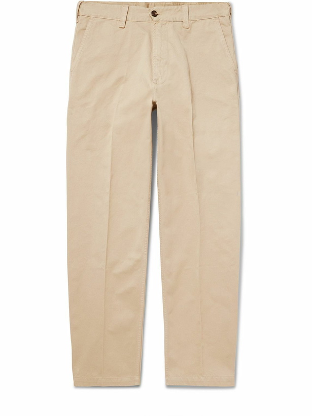 Photo: Drake's - Straight-Leg Peached Cotton-Twill Trousers - Neutrals