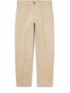 Drake's - Straight-Leg Peached Cotton-Twill Trousers - Neutrals