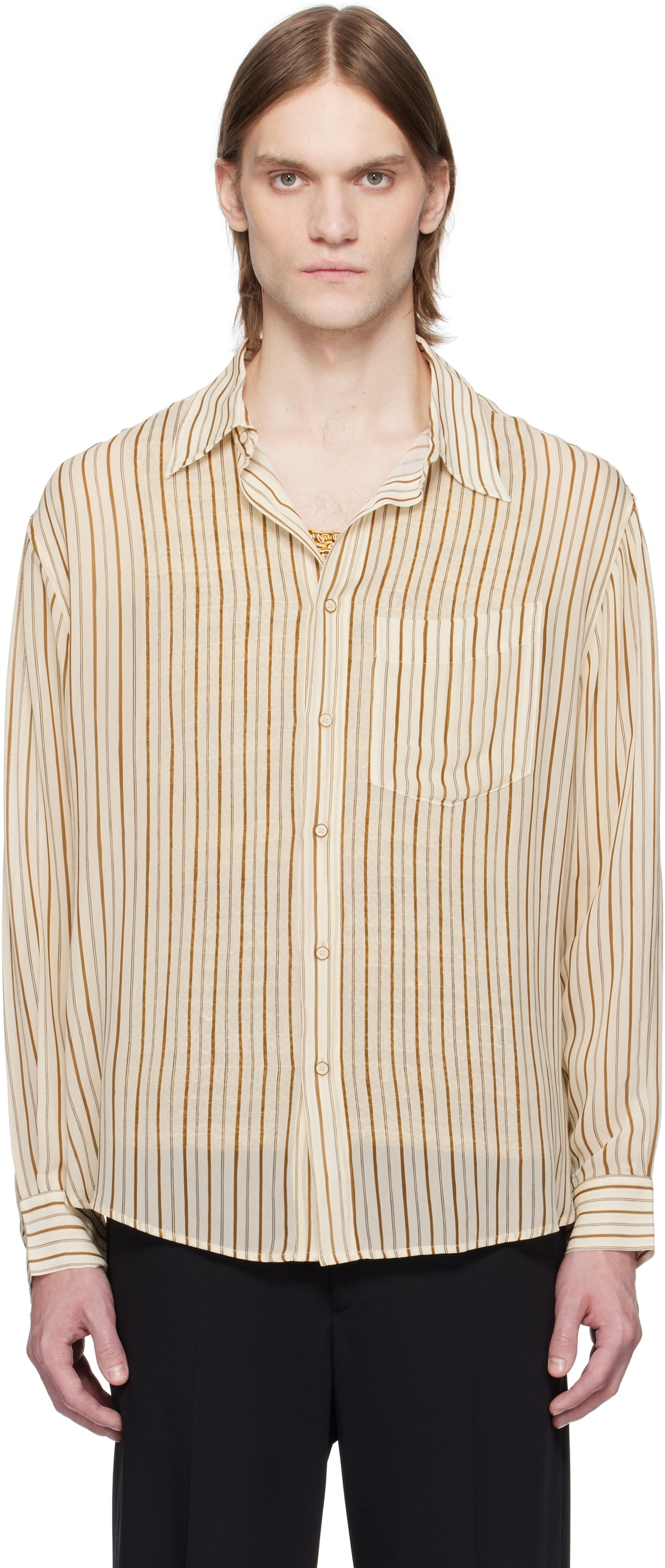 トップス CMMN SWDN 25SS Akito Embroidered Shirt Akito Embroidered Shirt
