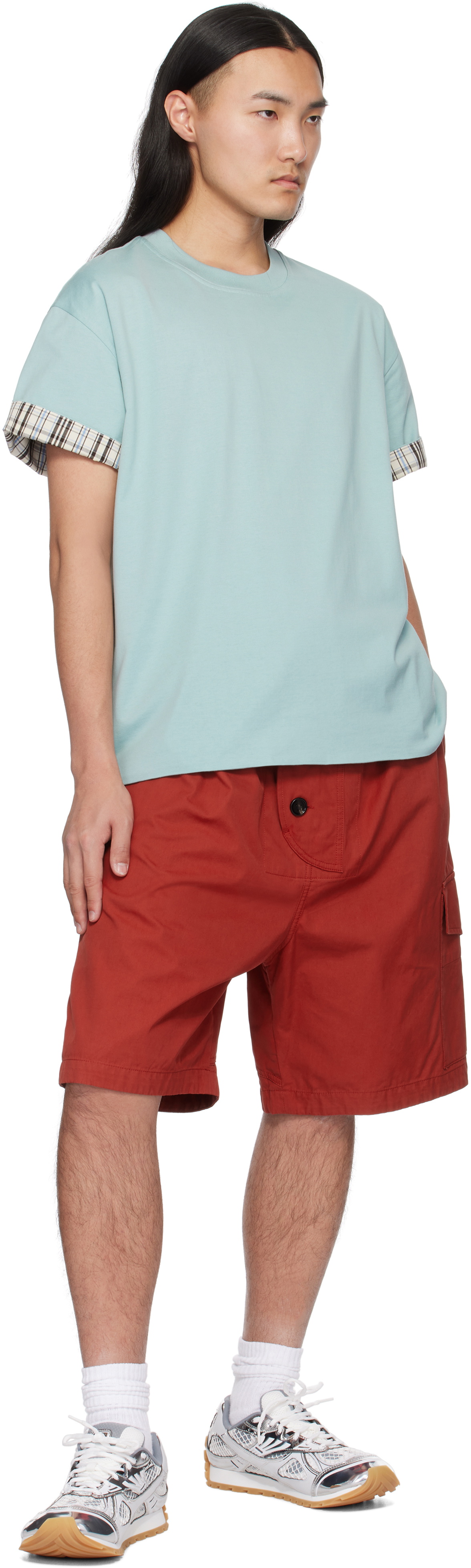 Bottega Veneta Red Light Cotton Twill Shorts