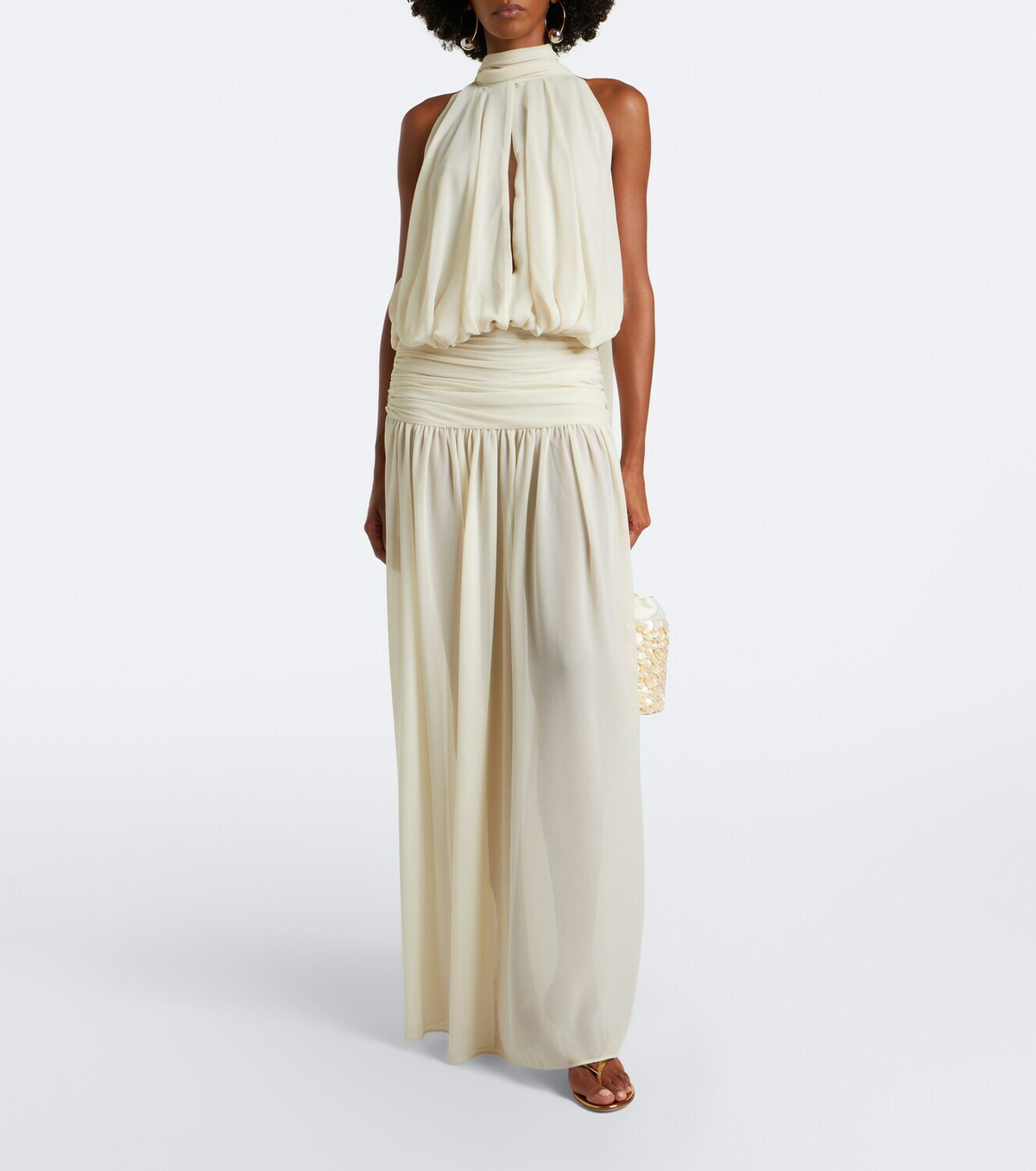 De La Vali Cruz draped chiffon maxi dress