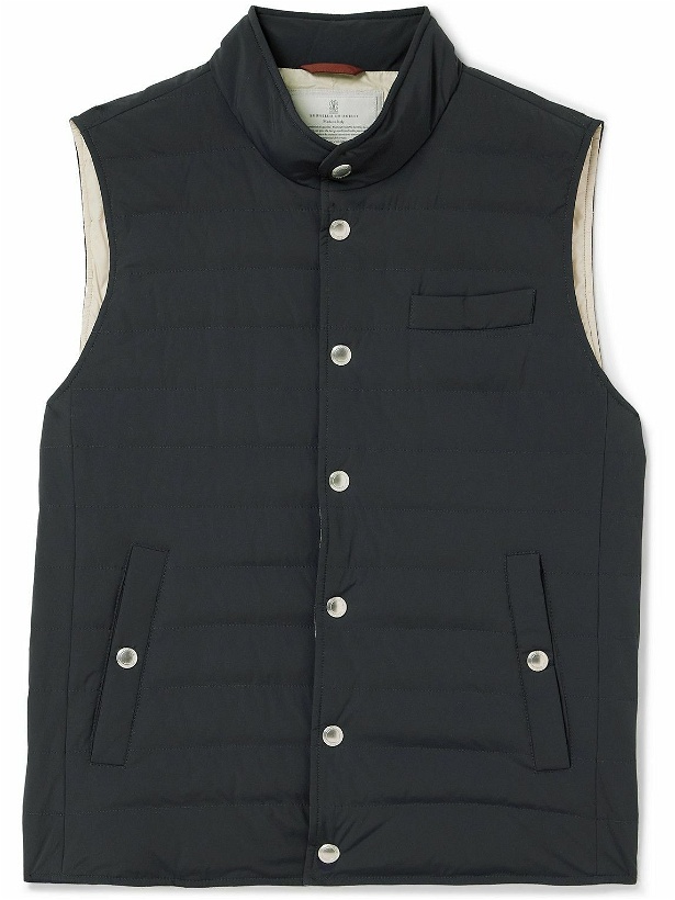 Photo: Brunello Cucinelli - Slim-Fit Quilted Nylon Down Gilet - Blue