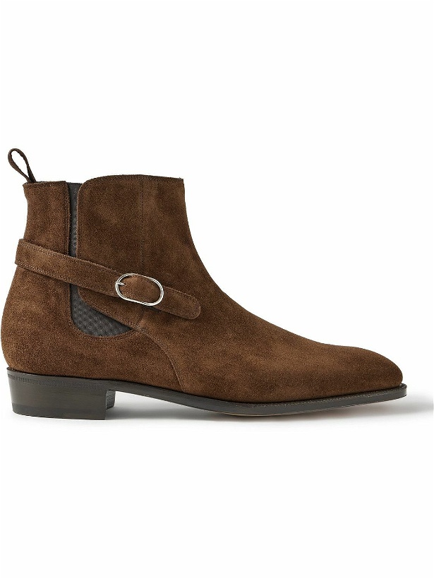 Photo: John Lobb - Buckled Suede Chelsea Boots - Brown