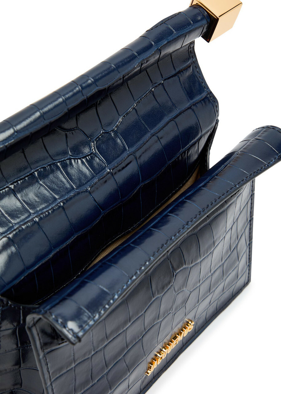 Jacquemus La Petite Pochette Rond Carré Crocodile-effect Leather Clutch - Navy - One Size