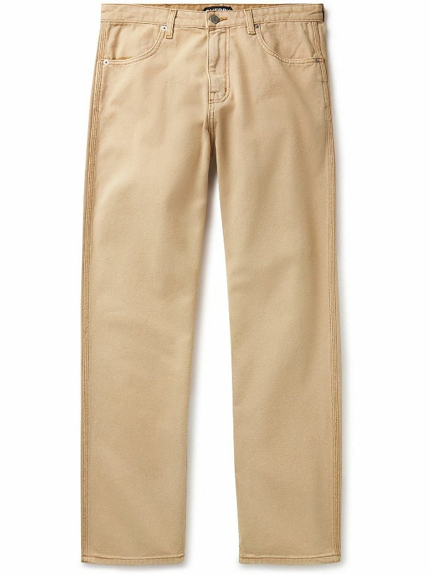 Photo: CHERRY LA - Slim-Fit Straight-Leg Cotton-Canvas Trousers - Neutrals