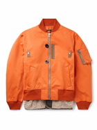 Sacai - Oversized Fleece-Trimmed Brushed-Shell Bomber Jacket - Orange