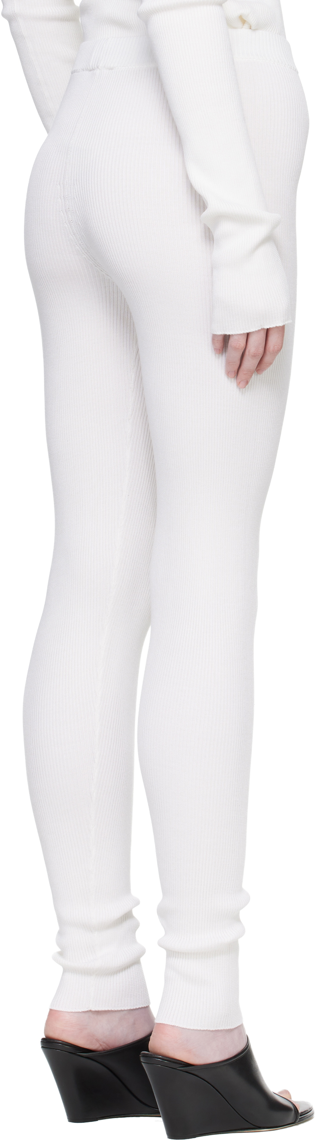Rier Off-White Fine Rib Silk Longjohn Leggings