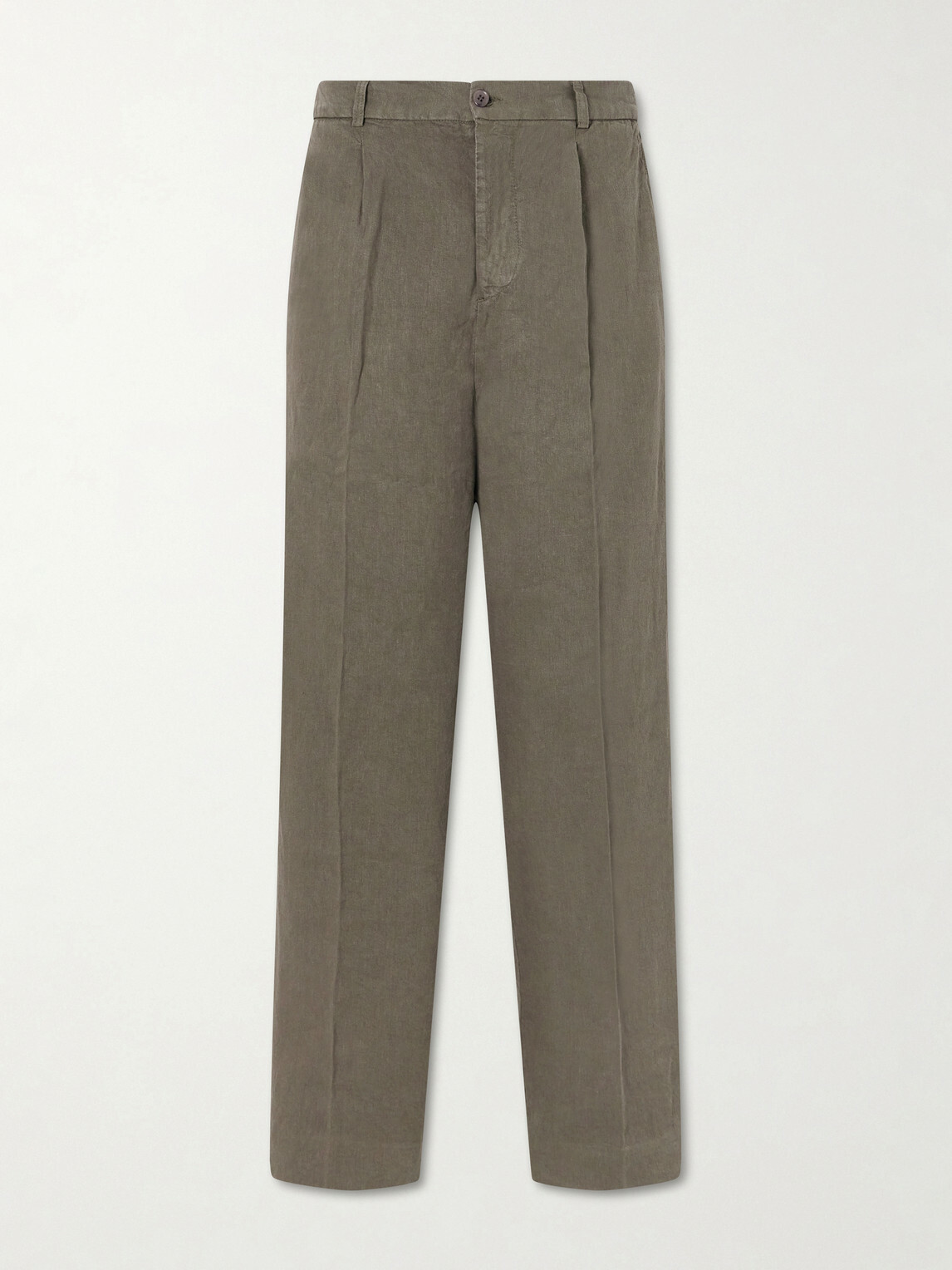 3sixteen - Straight-Leg Pleated Linen Trousers - Green