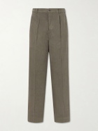 3sixteen - Straight-Leg Pleated Linen Trousers - Green