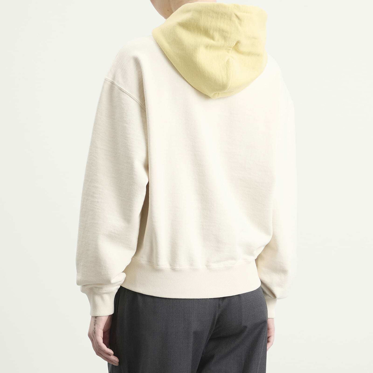 Auralee Women's BD Sweat Parka Jacket in Smoky White/Light Yellow