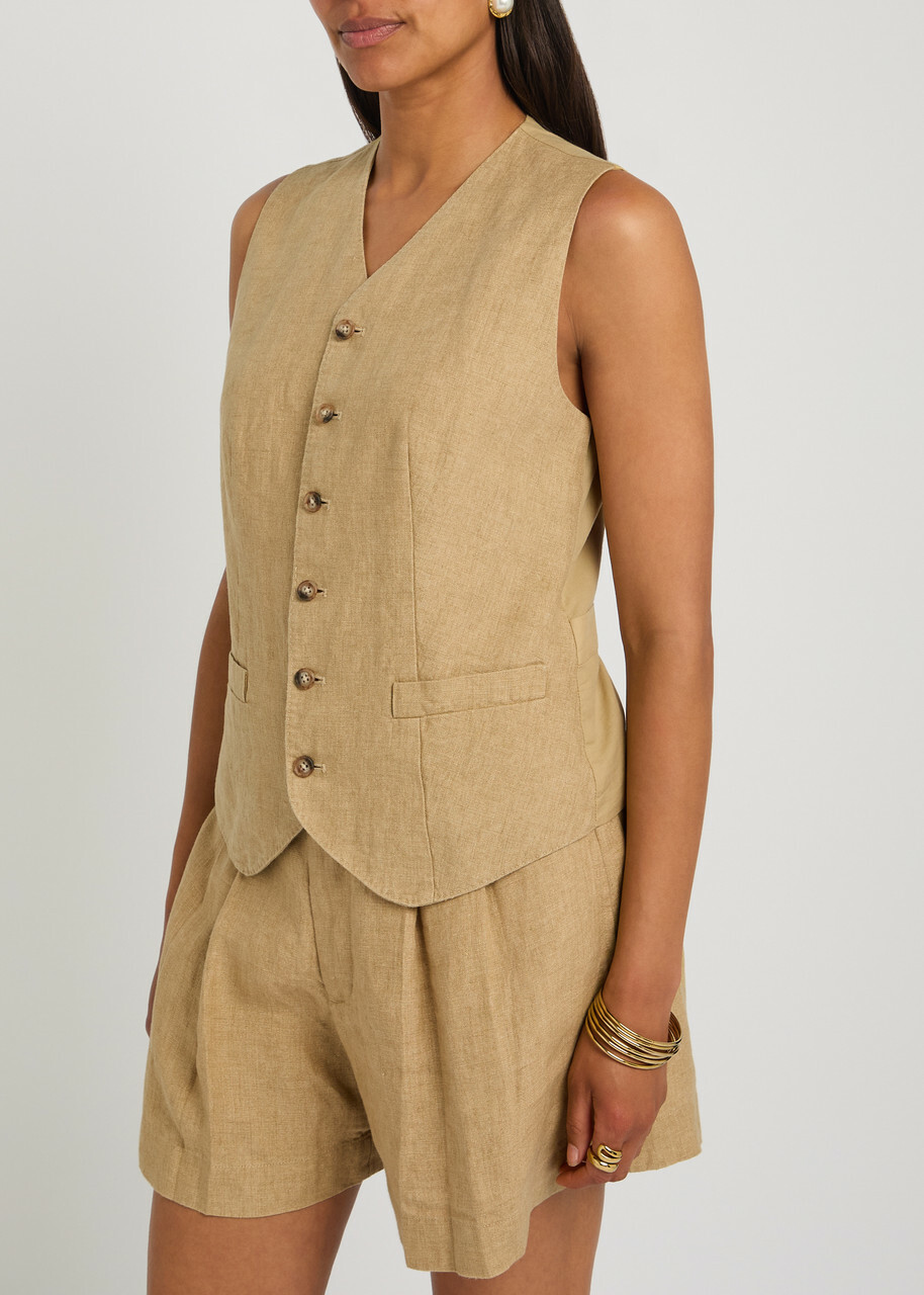 Polo Ralph Lauren Tailored Linen Vest Brown