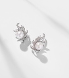 Yeprem 18kt white gold clip-on earrings with diamonds and freshwater pearls