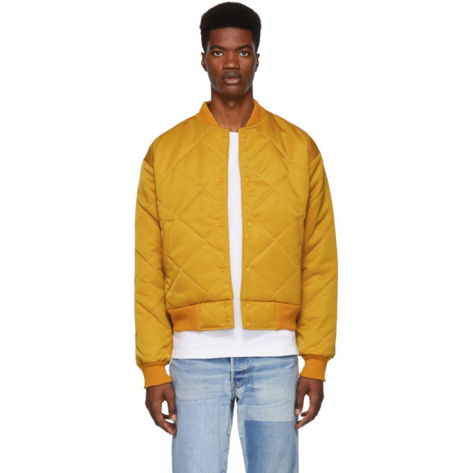 Photo: paa Yellow Quilted Bomber Jacket