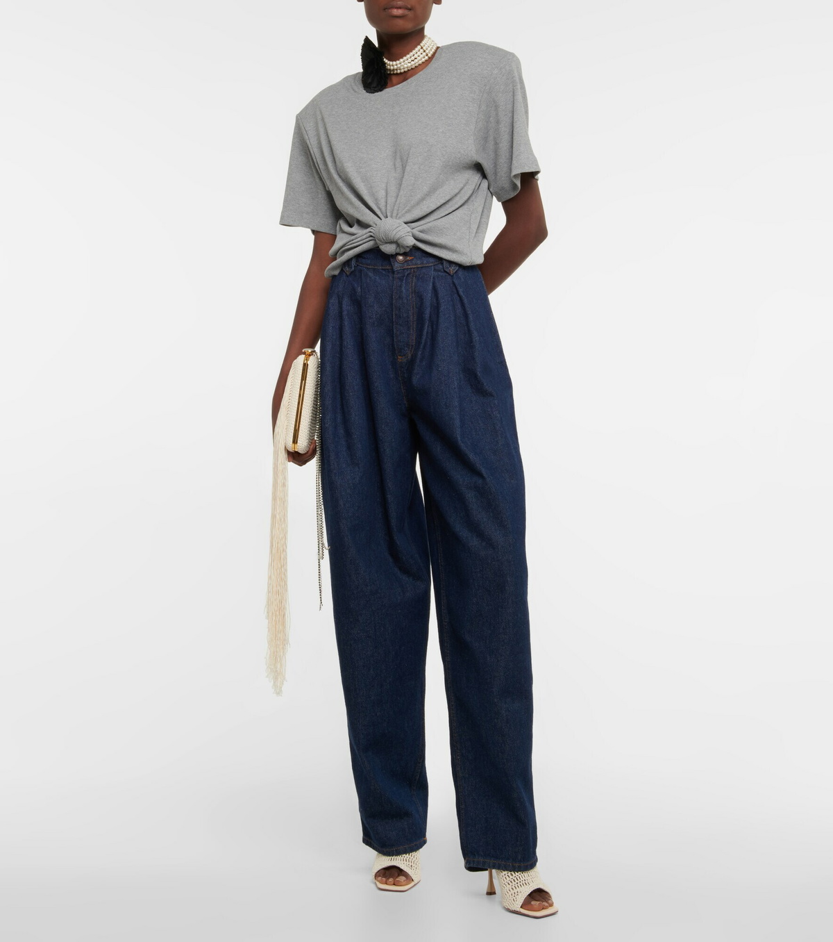 送料関税込 ◆Magda Butrym◆ CROPPED COTTON JERSEY T-SHIRT Cropped cotton-blend T-shirt in burgundy - Magda Butrym