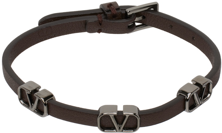 Photo: Valentino Garavani Brown VLogo Signature Leather Bracelet