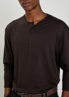 Studio Nicholson Wool-jersey Henley T-shirt Purple Dark