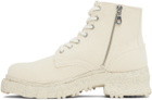 Miharayasuhiro White General Scale Past Lace-Up Boots
