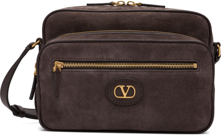 Photo: Valentino Garavani Brown Camera Case Antibes Suede Bag