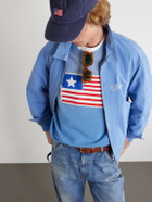 Cherry Los Angeles - Embroidered Cotton-Jersey Sweater - Blue