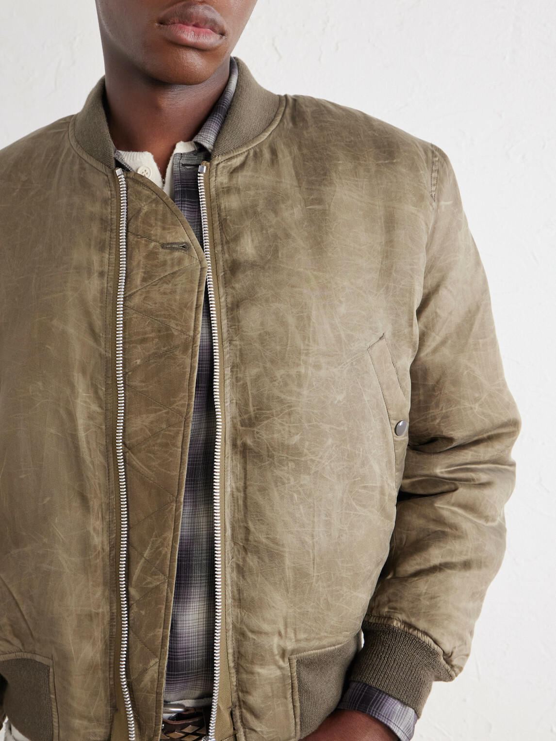 Our Legacy - Distressed Waxed Shell Bomber Jacket - Green