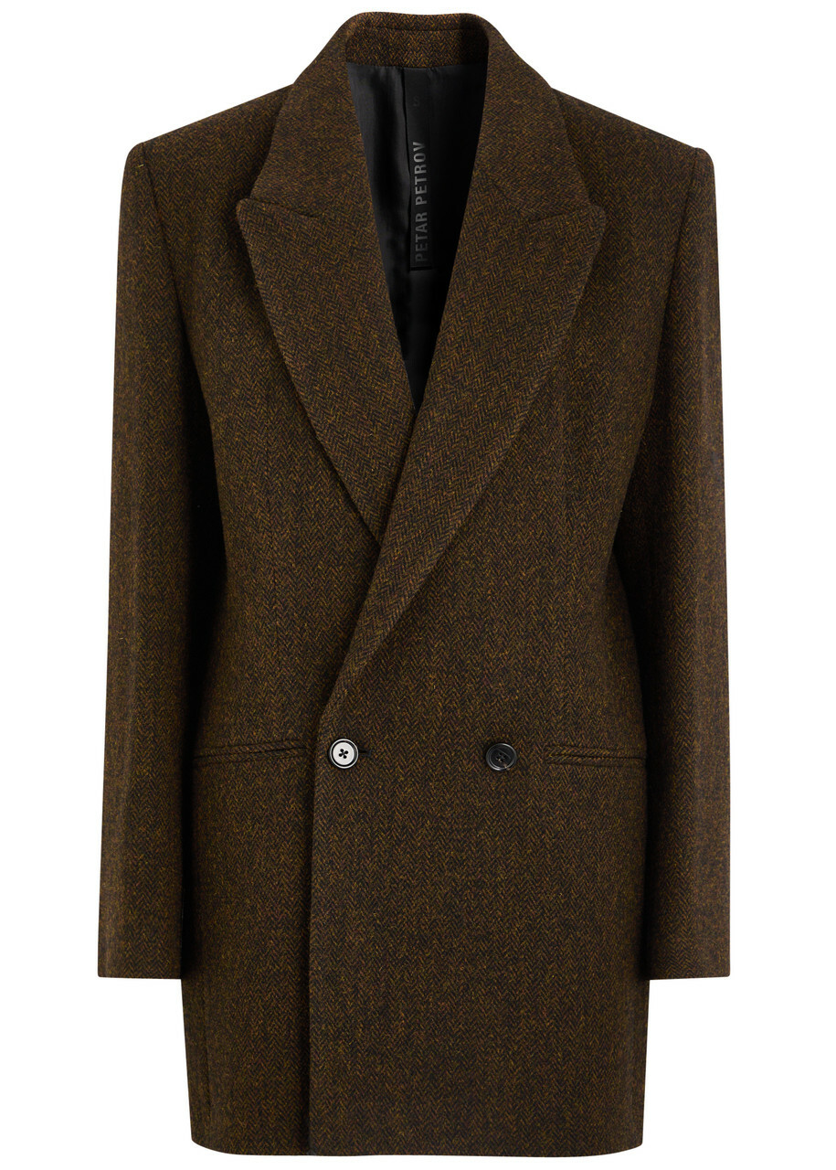 Petar Petrov New Spy Herringbone Wool Blazer Brown