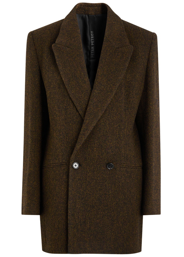 Photo: Petar Petrov New Spy Herringbone Wool Blazer Brown