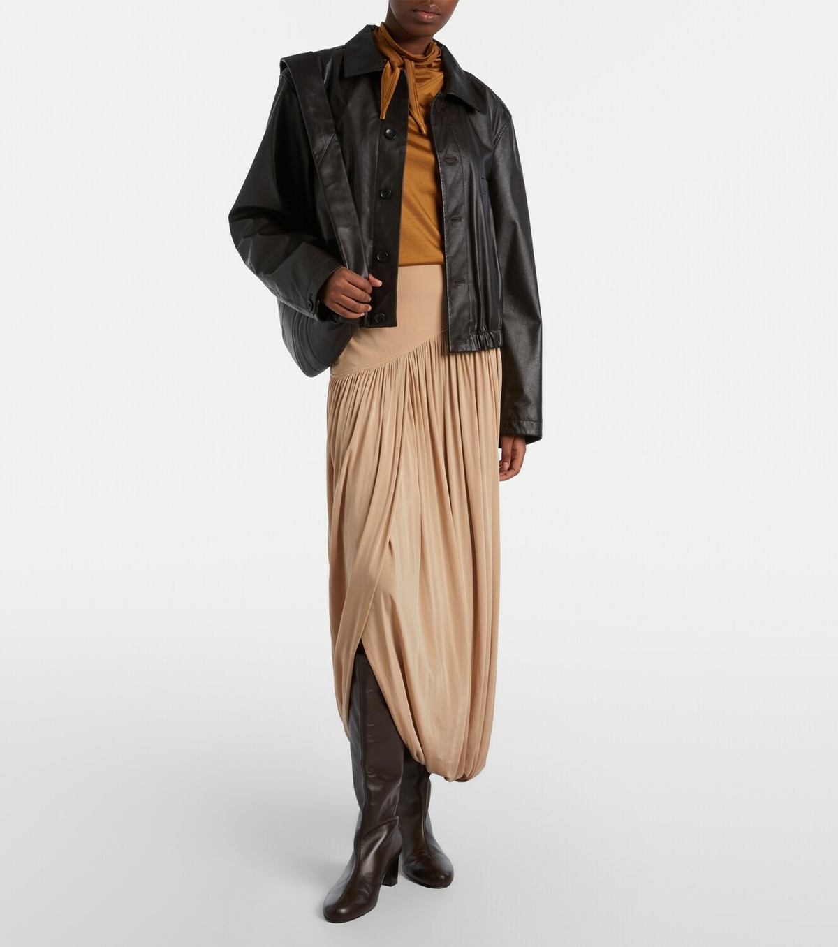 Lemaire Scarf-detail jersey top