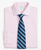 Brooks Brothers Men's Stretch Milano Slim-Fit Dress Shirt, Non-Iron Poplin English Collar Gingham | Pink