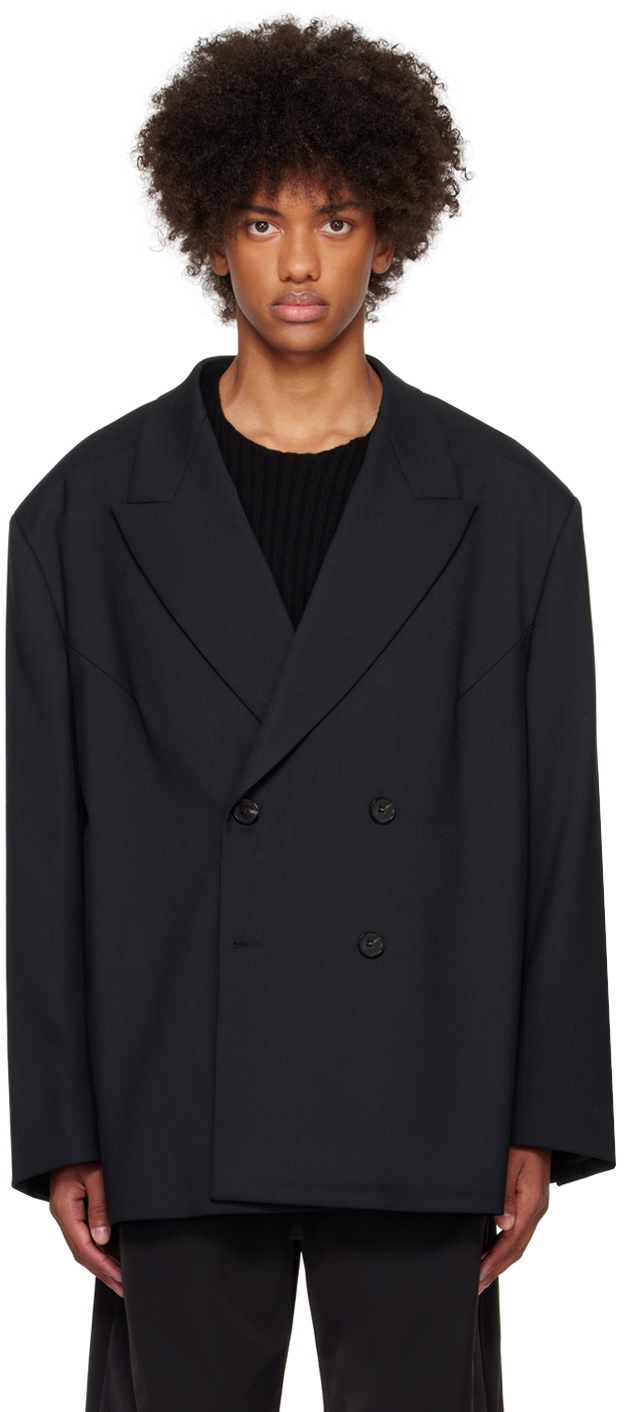 ジャケット・アウター entire studios DOUBLE BREASTED BLAZER Entire Studios Black Double Breasted Blazer Entire Studios