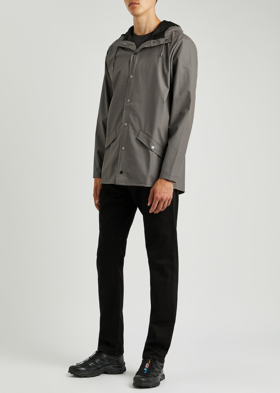 Rains Short Matte Rubberised Raincoat Grey
