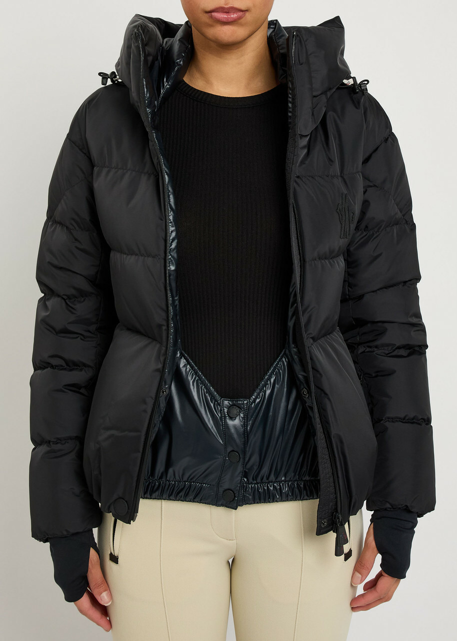 Moncler Bouquetin Belted Padded Shell Jacket Black