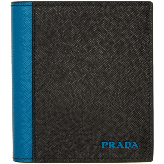 Photo: Prada Black and Blue Saffiano Active Wallet