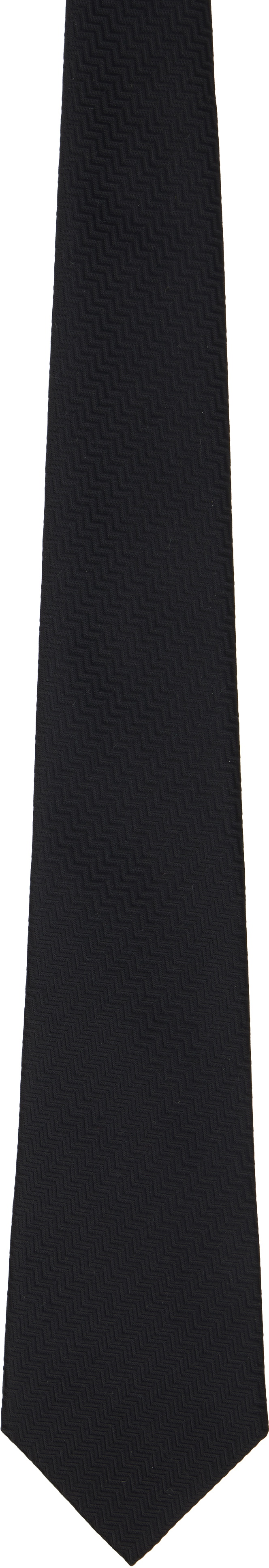 Comme des Garçons Homme Deux Black Silk Herringbone Tie