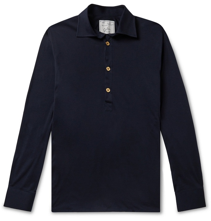 Photo: Giuliva Heritage - Taddeo Slim-Fit Cotton-Jersey Polo Shirt - Blue