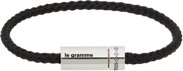 Photo: Le Gramme Black & Silver Slick Polished 'Le 5 Gramme' Bracelet