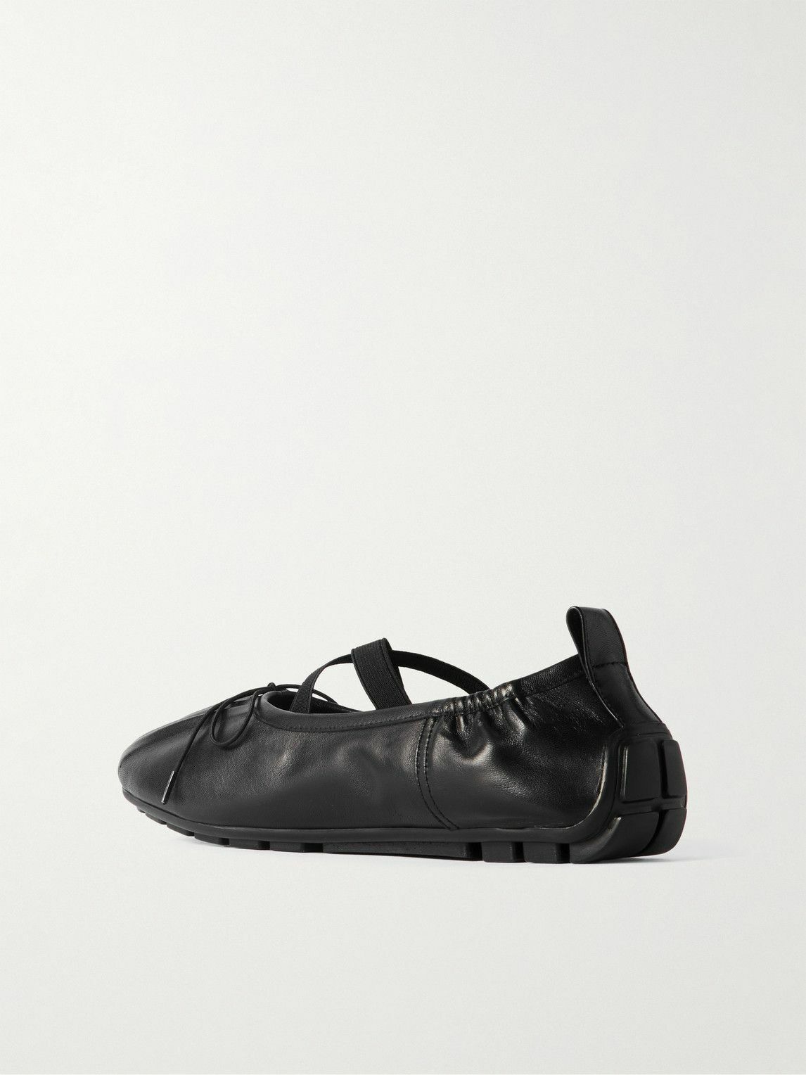 Simone Rocha - Bow-Embellished Pleated Leather Ballet Flats - Black ...
