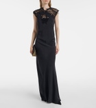 Ferragamo Lace-trimmed silk gown