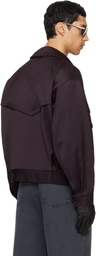 TONYWACK Burgundy Wool Viscose Bomber Jacket
